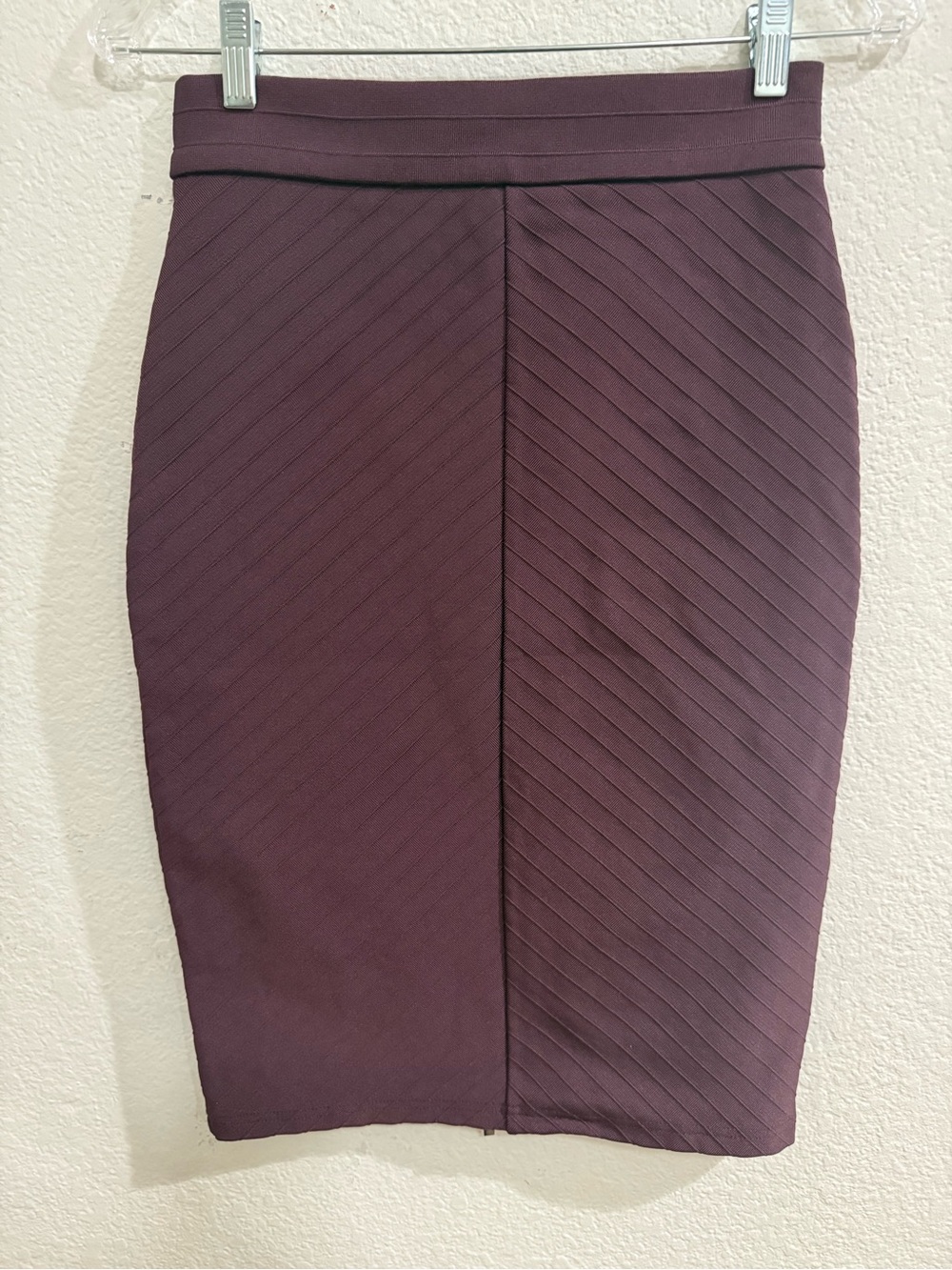Michael  Costello High-Rise Plum Pencil Skirt with Center Zip Detail